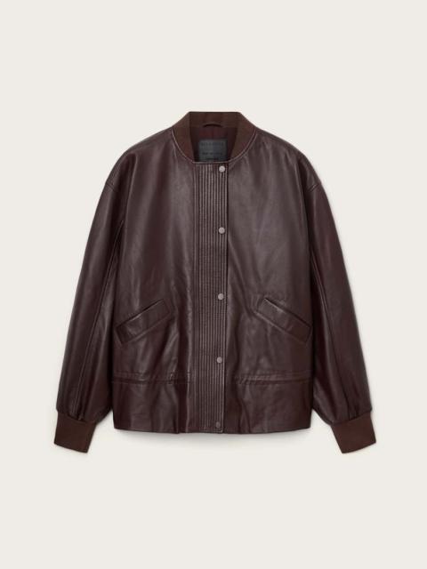 ALLSAINTS SOFI DRAWSTRING LEATHER BOMBER JACKET