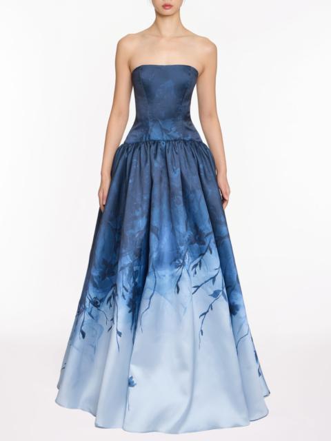 Marchesa FLORAL PRINTED MIKADO GOWN
