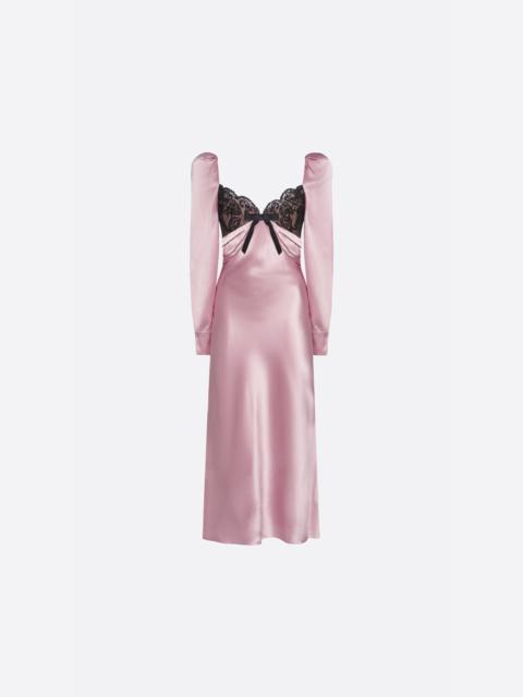 Alessandra Rich SATIN MIDI DRESS WITH BOW