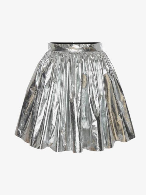 Alexander McQueen Gathered Mini Skirt in Silver