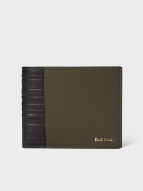 Paul Smith Khaki Leather 'Shadow Stripe' Billfold Wallet