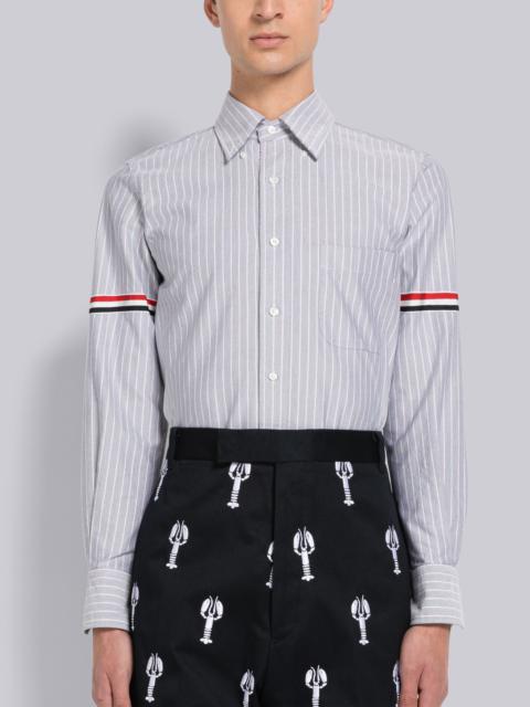 Shadow Pinstripe Oxford Armband Long Sleeve Shirt