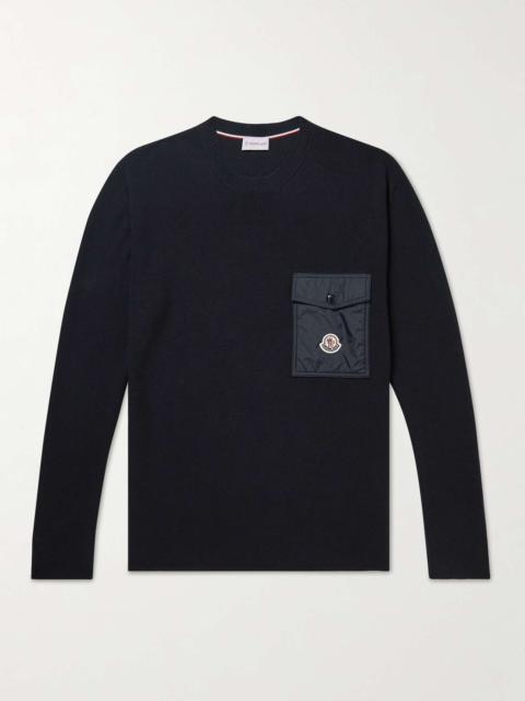 Logo-Appliquéd Shell-Trimmed Cotton Sweater