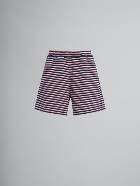 Marni RED AND BLUE STRIPED TERRY SHORTS