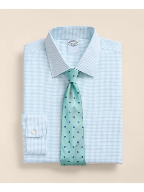 Brooks Brothers Stretch Supima® Cotton Non-Iron Royal Oxford Ainsley Collar, Grid Check Dress Shirt