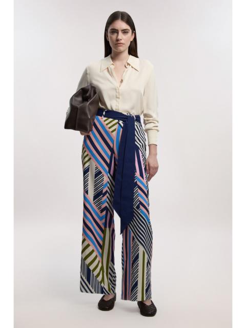 KAREN MILLEN Petite Geo Print Twill Woven Wide Leg Trouser