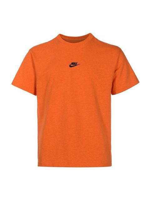 Men's Nike SS22 Solid Color Embroidered Small Label Round Neck Casual Loose Short Sleeve Orange T-Sh