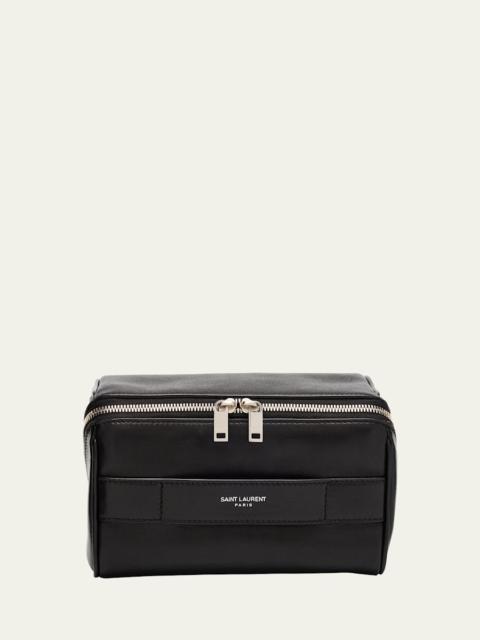 SAINT LAURENT Men's Small Cube Trousse Leather Toiletry Case