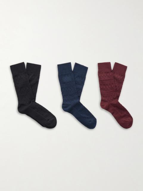 Missoni Three-Pack Crochet-Knit Cotton-Blend Socks