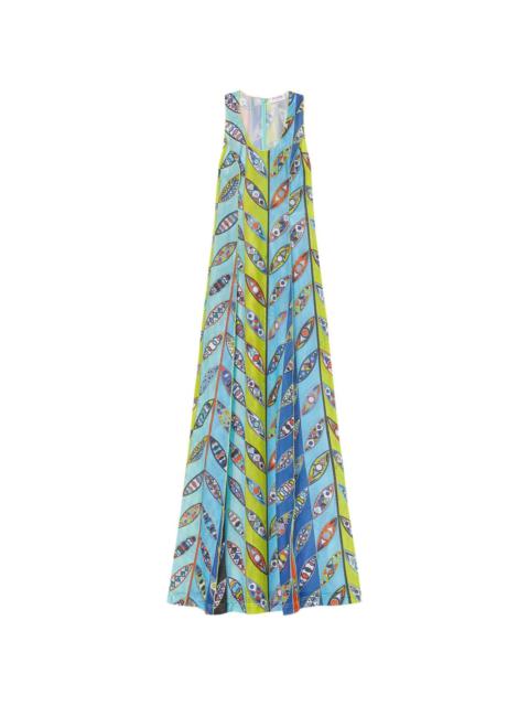 Girandole-print mesh maxi dress