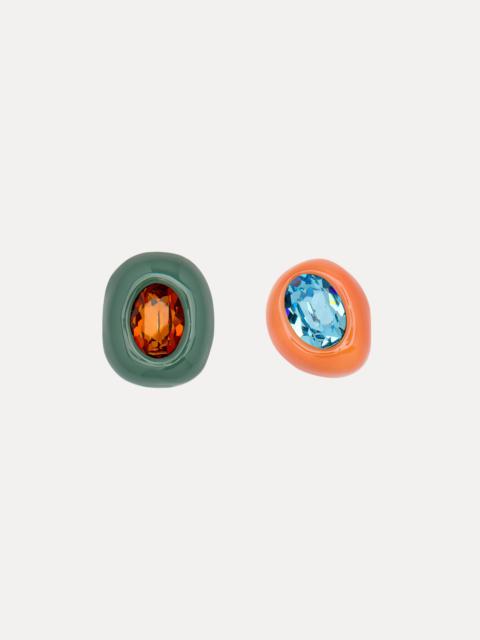 Oscar de la Renta ASYMMETRIC ENAMEL CLIP-ON EARRINGS