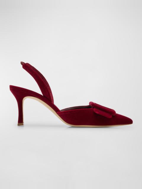 Maysli Velvet Buckle Slingback Pumps