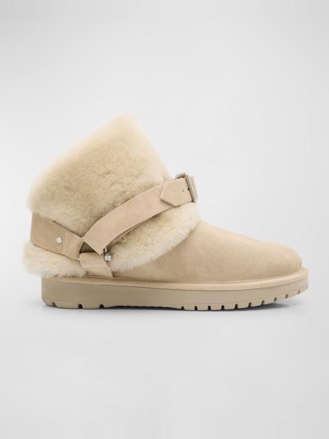 Burberry Chubby Suede Shearling Harness Booties