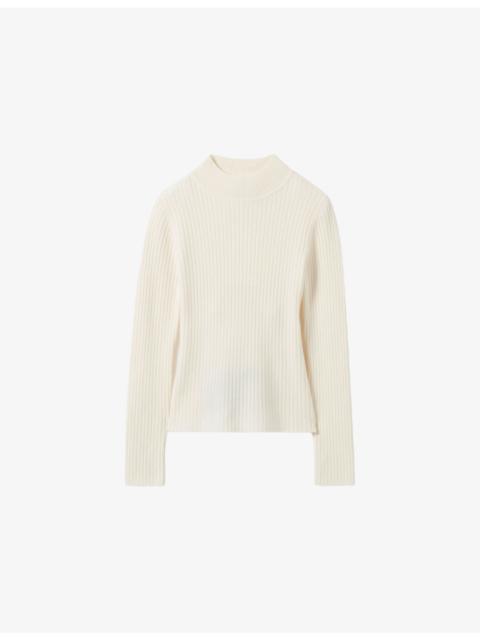 Claudie Pierlot Tie-Back Ribbed Wool-Blend Jumper