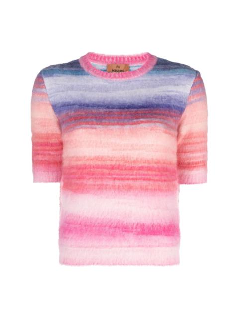 brushed-effect wool-blend top