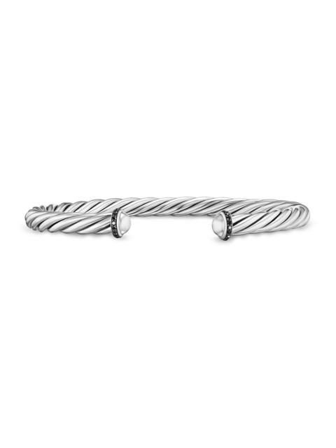 DAVID YURMAN Men's Cable Cuff Bracelet in Sterling Silver - Black Diamond