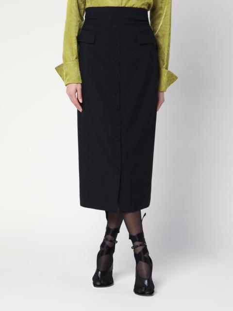 Dries Van Noten Black wool and mohair midi skirt