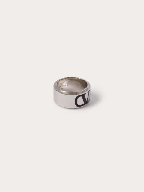 Valentino VLOGO SIGNATURE METAL AND ENAMEL RING