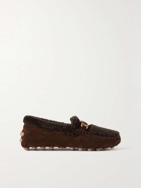 Gommino logo-embellished shearling loafers