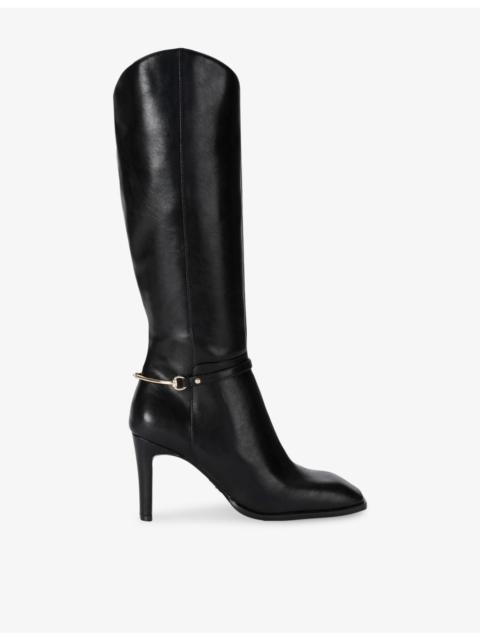 STEVE MADDEN Shield Leather Heeled Knee-High Boots
