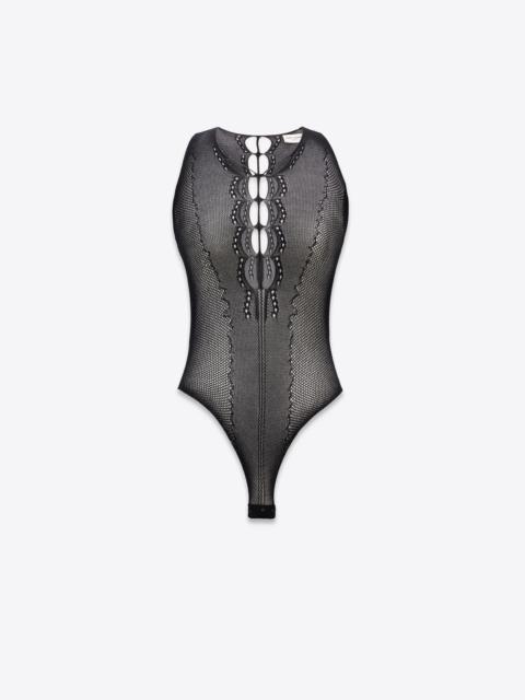 SAINT LAURENT fishnet bodysuit in knit