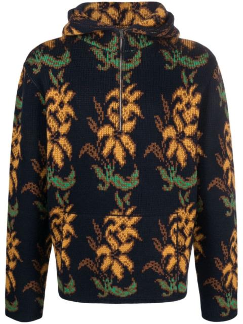 Etro floral-intarsia virgin wool hoodie