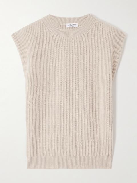 Brunello Cucinelli Ribbed Wool, Cashmere And Silk-blend Sweater