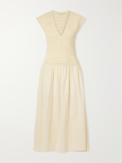 FAITHFULL Carmen Shirred Cotton Midi Dress