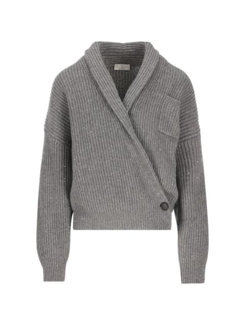 Brunello Cucinelli sequin-embellished wrap sweater