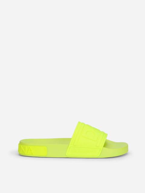 Fluorescent rubber beachwear sliders with D&G logo