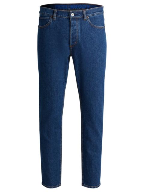 HUGO TAPERED-FIT JEANS IN BLUE STRETCH DENIM