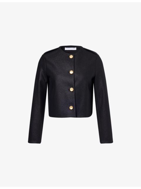 Harris Wharf London Uncollared Lightweight Pressed Wool Jacket