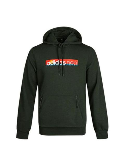 adidas adidas neo Multi-Color Printing logo Casual hooded Pullover Brown GM2329