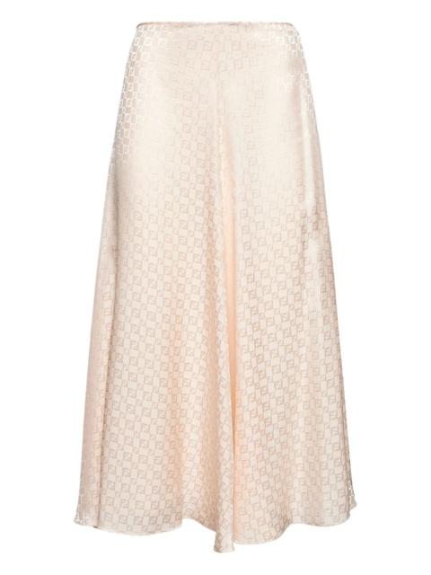 FENDI FF-logo jacquard silk midi skirt