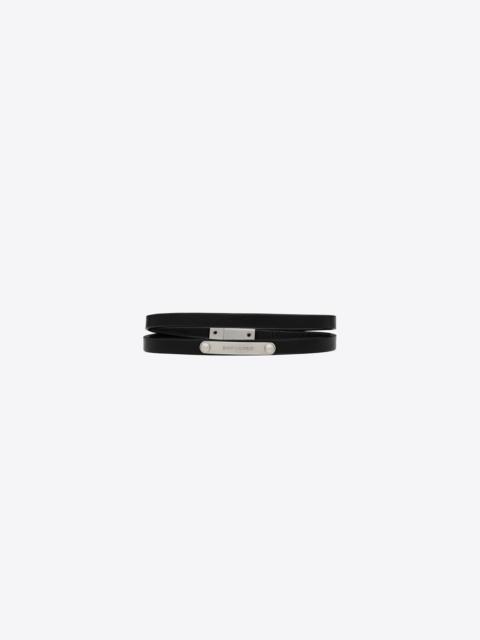 SAINT LAURENT double-wrap id bracelet in leather and metal
