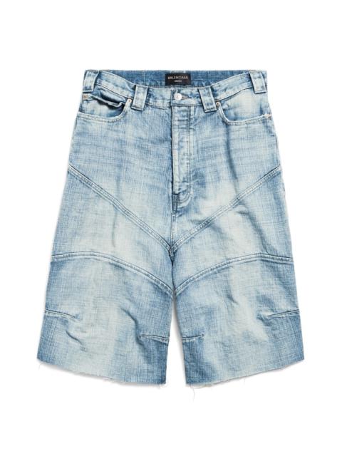 BALENCIAGA Men's Knee Dart Shorts in Light Blue