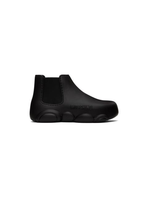 Moschino Black Gummy Ankle Boots