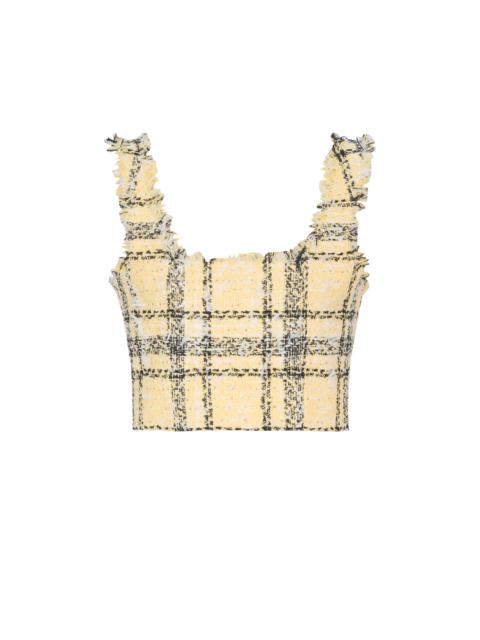 Balmain Crop top in glitter plaid tweed