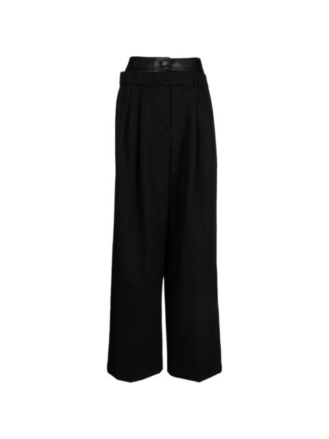 double-layer wide-leg wool trousers