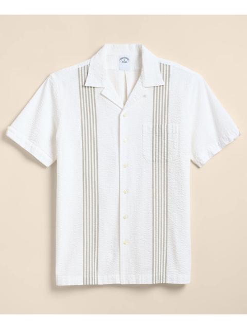 Brooks Brothers Cotton Blend Seersucker Camp Collar Shirt