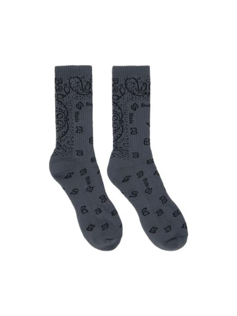 Rhude Gray Bandana Socks
