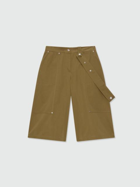 MSGM Military green cotton gabardine trousers with patch pockets and removable decorative belt