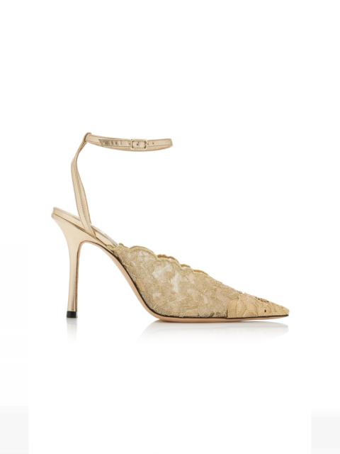 JIMMY CHOO Jenn 85mm Leather Slingback Pumps