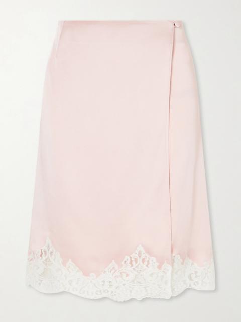 Stella McCartney Lace-trimmed Satin Midi Skirt