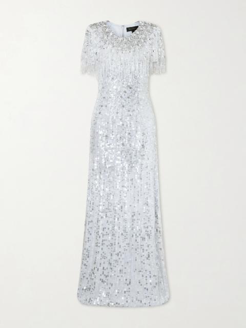JENNY PACKHAM Eugene Crystal-embellished Sequined Chiffon Gown