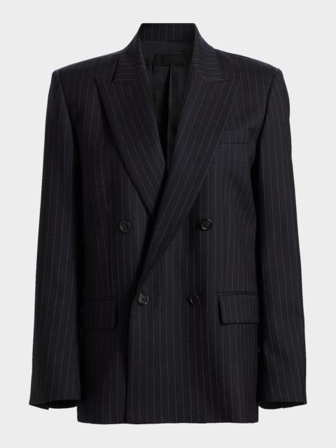 NILI LOTAN Leston Pinstriped Stretch-Wool Blazer