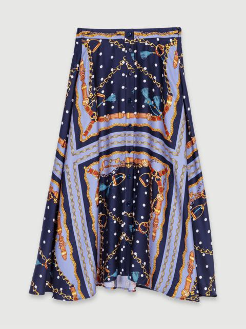 maje Satin-effect patterned short skirt
