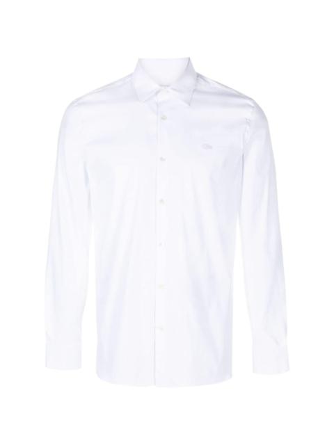 LACOSTE logo-patch cotton blend shirt