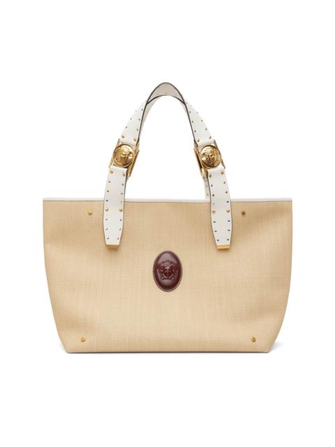 VERSACE Beige Rivière Large Raffia Tote
