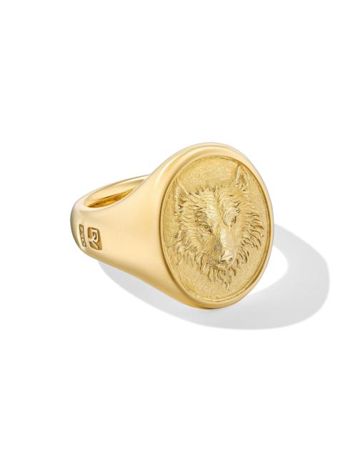 DAVID YURMAN Men's Petrvs Wolf Signet Ring in 18K Yellow Gold - Gold